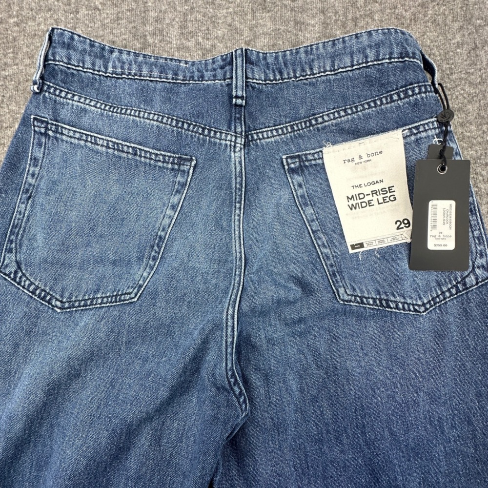 RAG & BONE The Logan Mid Rise Wide Leg Jeans Medium Wash Size 29 - Picture 7 of 9
